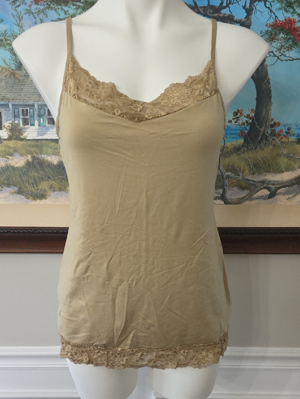 U.S. Army Tan Lace Trim Camisole